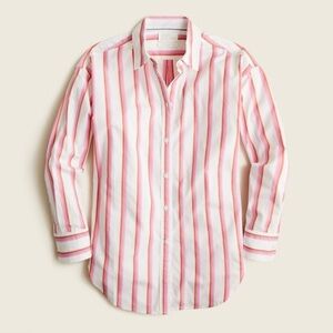 J. Crew Pink & White Striped Button Down Shirt 100% cotton size Small oversized